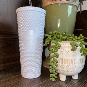Starbucks White Studded Tumbler with Straw